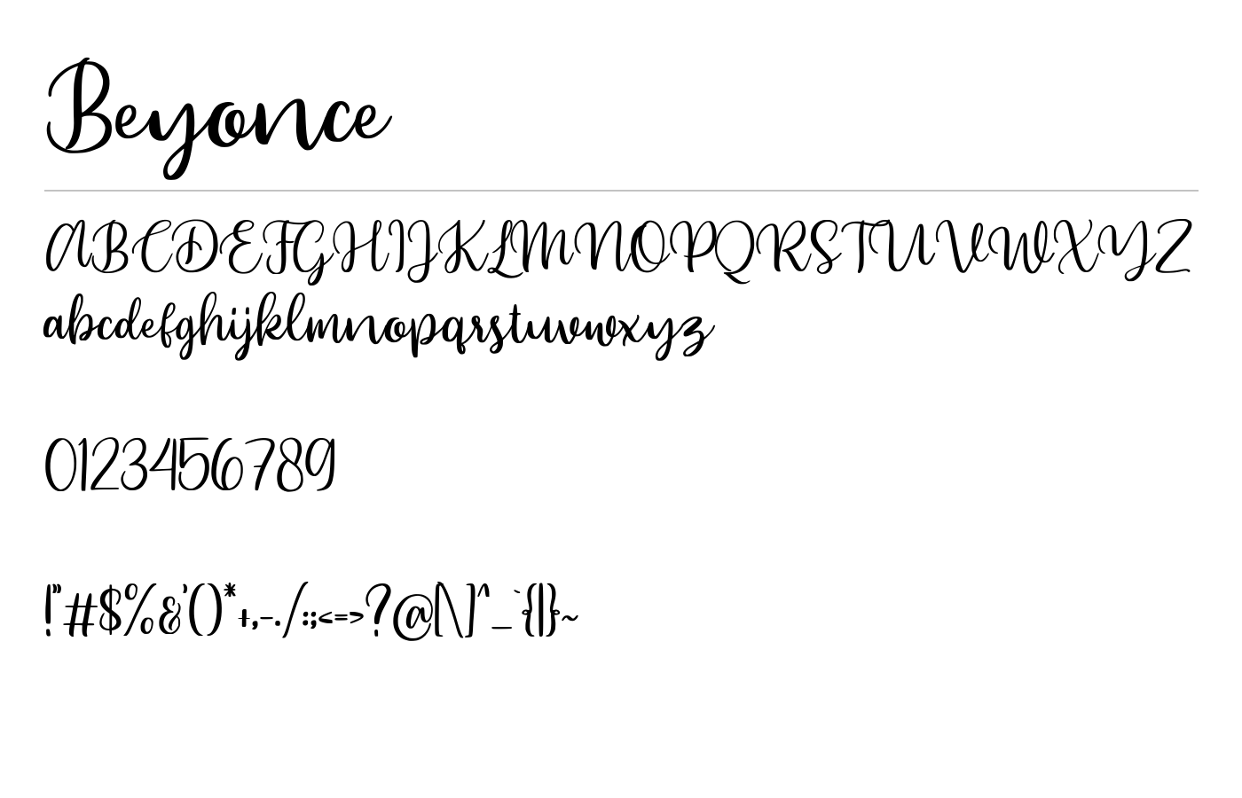 Beyonce Font preview