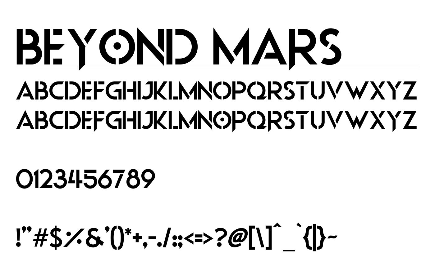 Beyond Mars Font preview