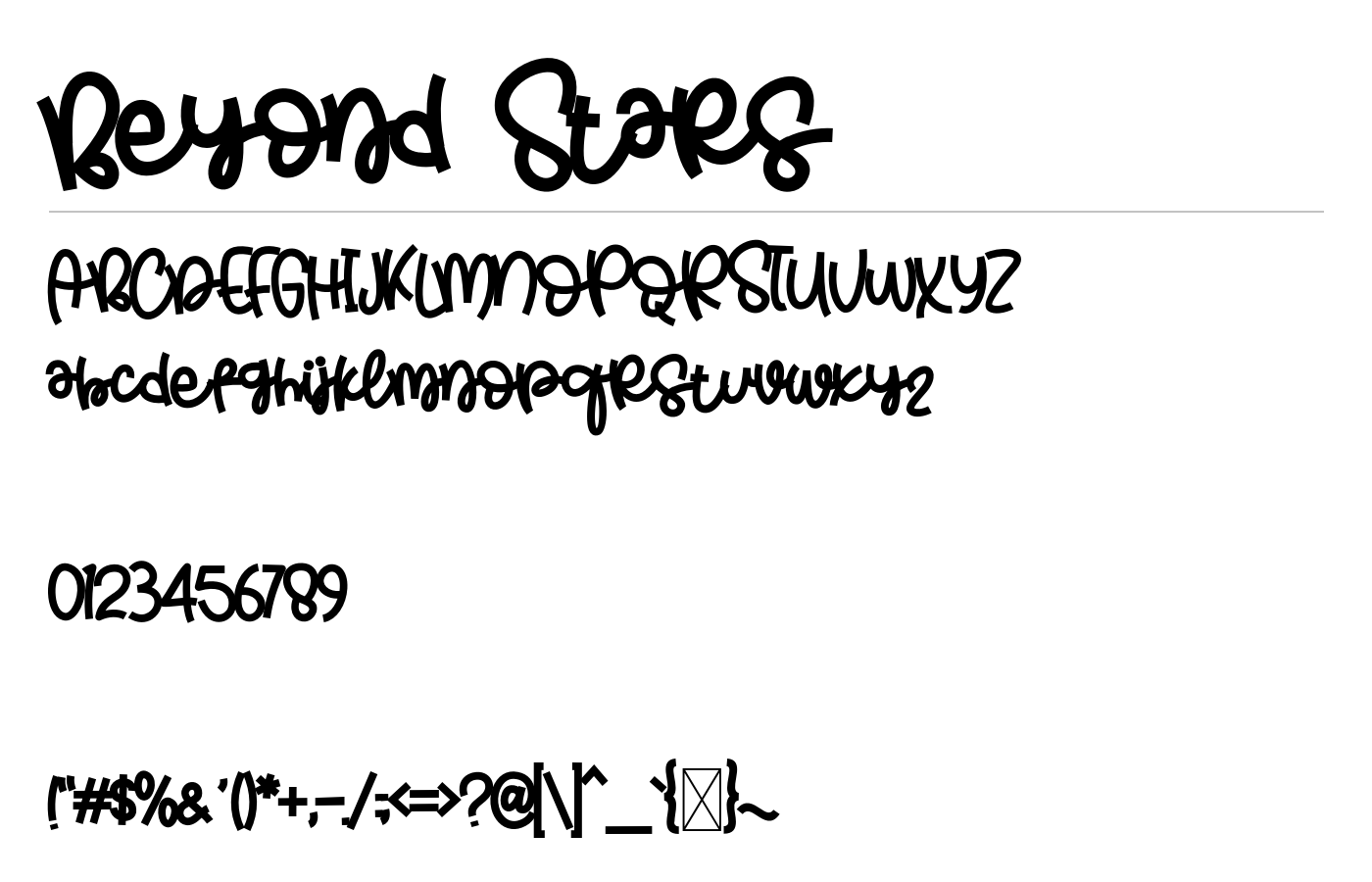 Beyond Stars Font preview