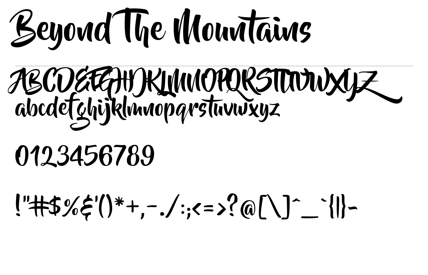 Beyond The Mountains Font preview