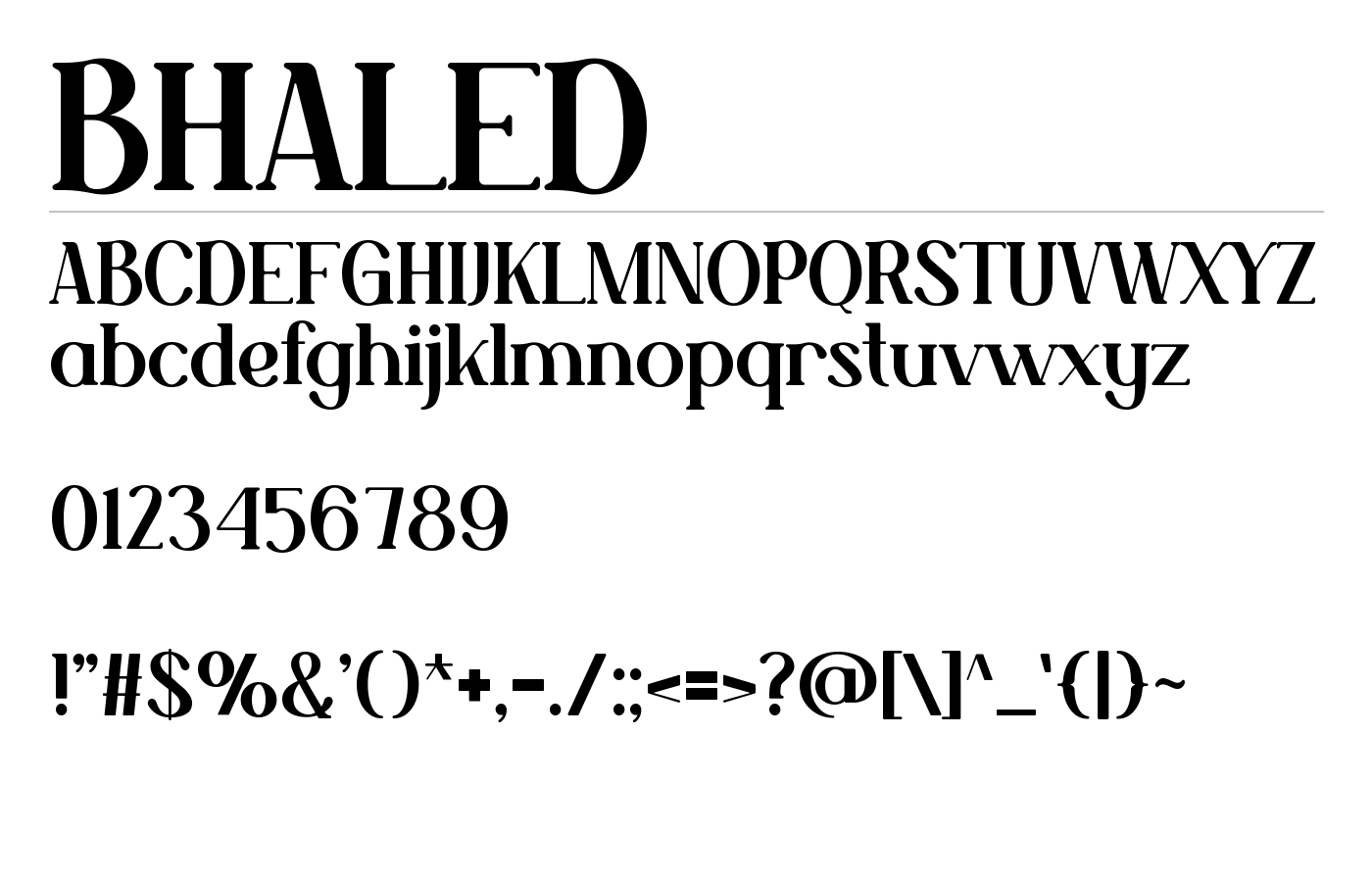 BHALED Font preview