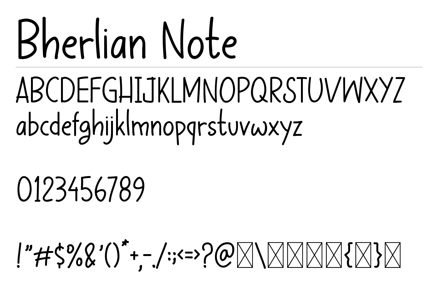 Bherlian Note Font preview