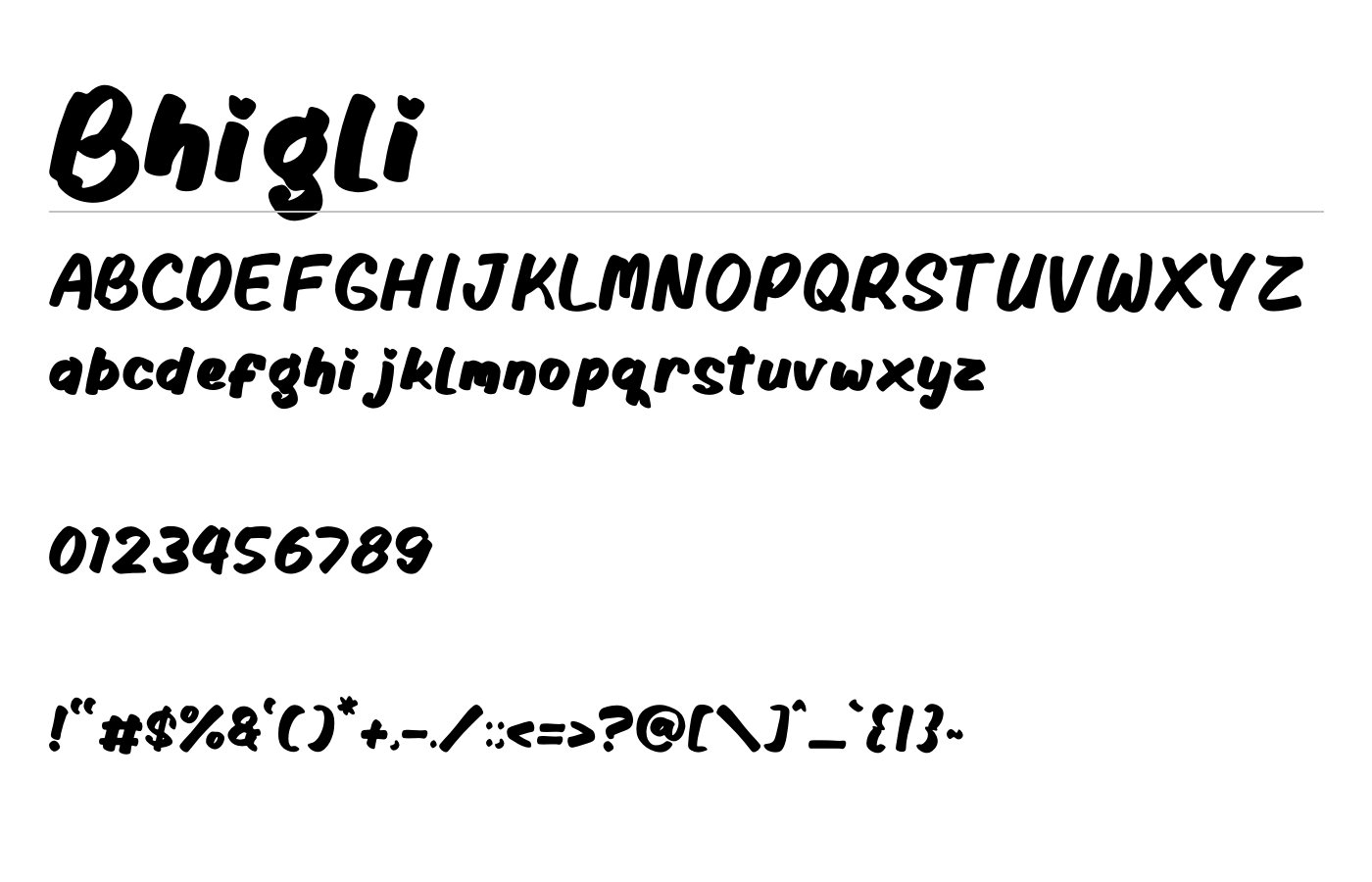 Bhigli Font preview
