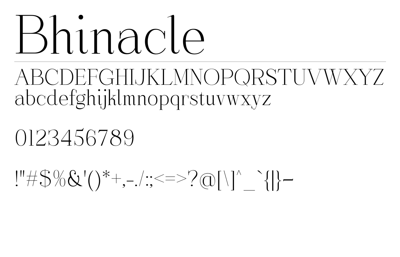 Bhinacle Font preview