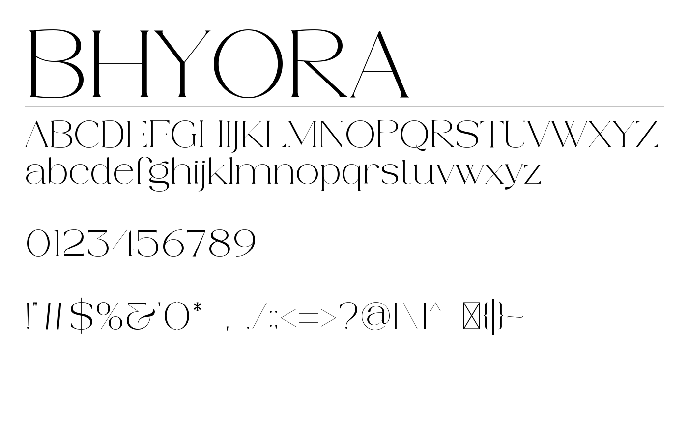 BHYORA Font preview