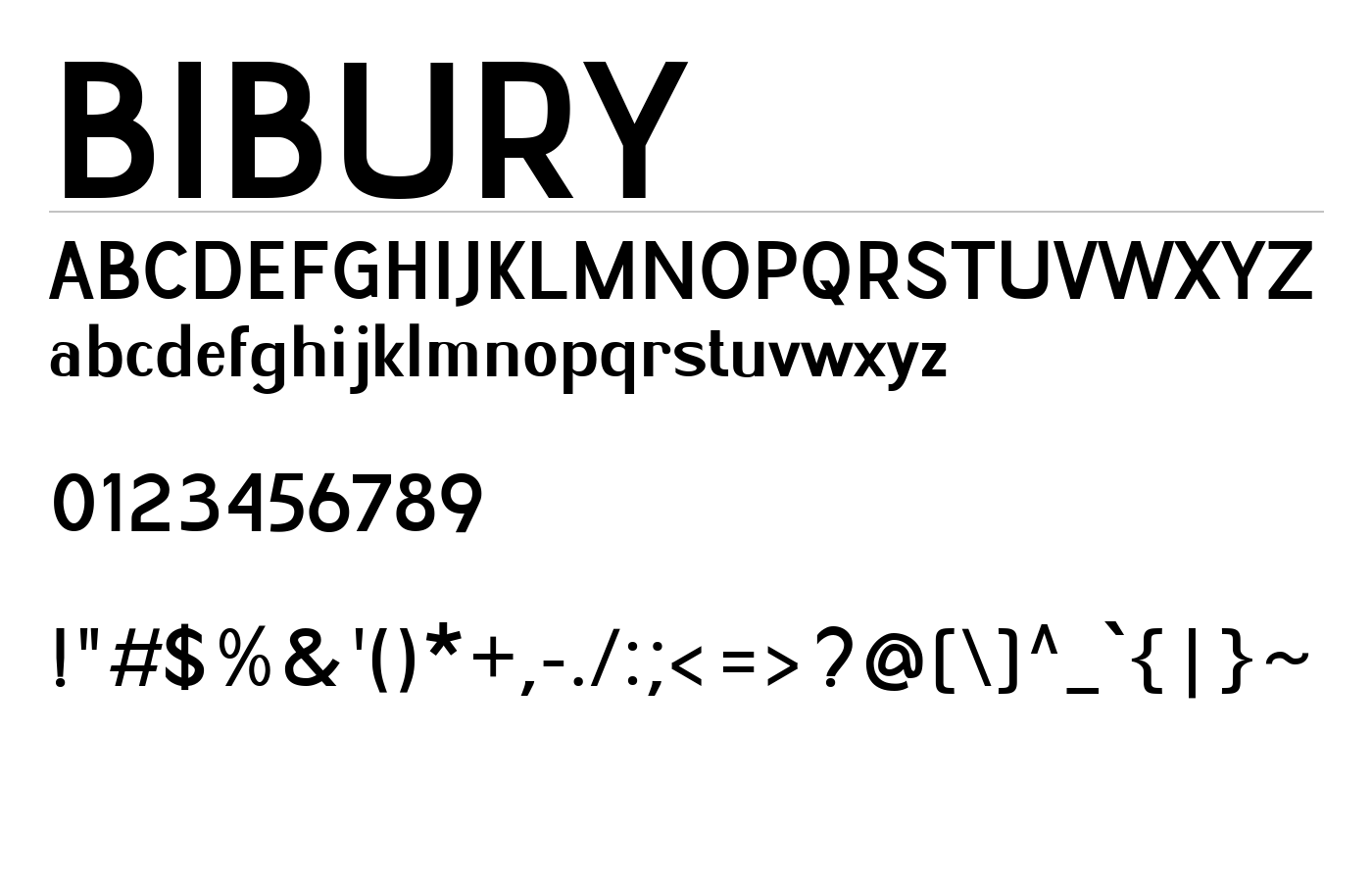 BIBURY Font preview