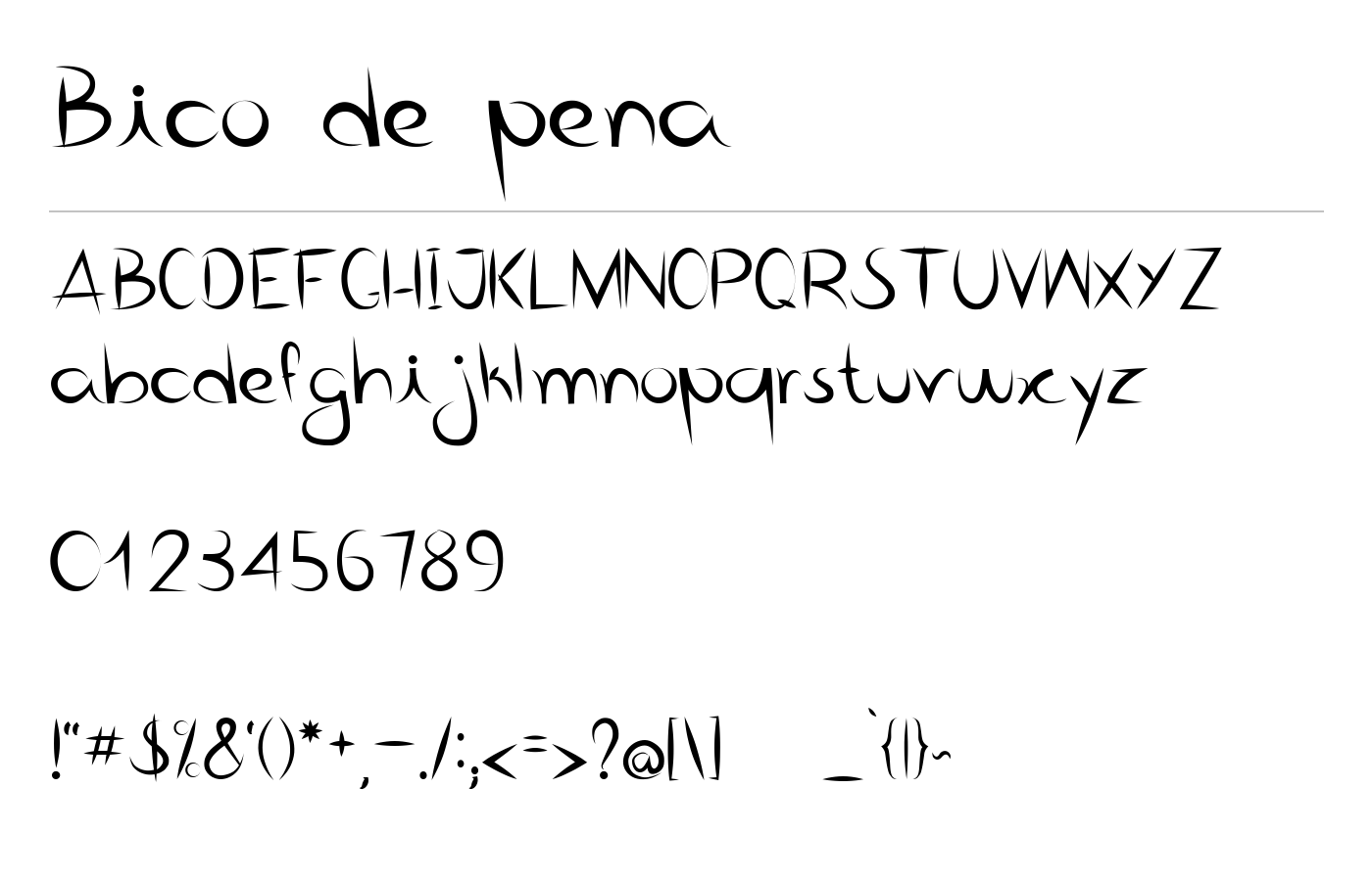 Bico de pena Font preview