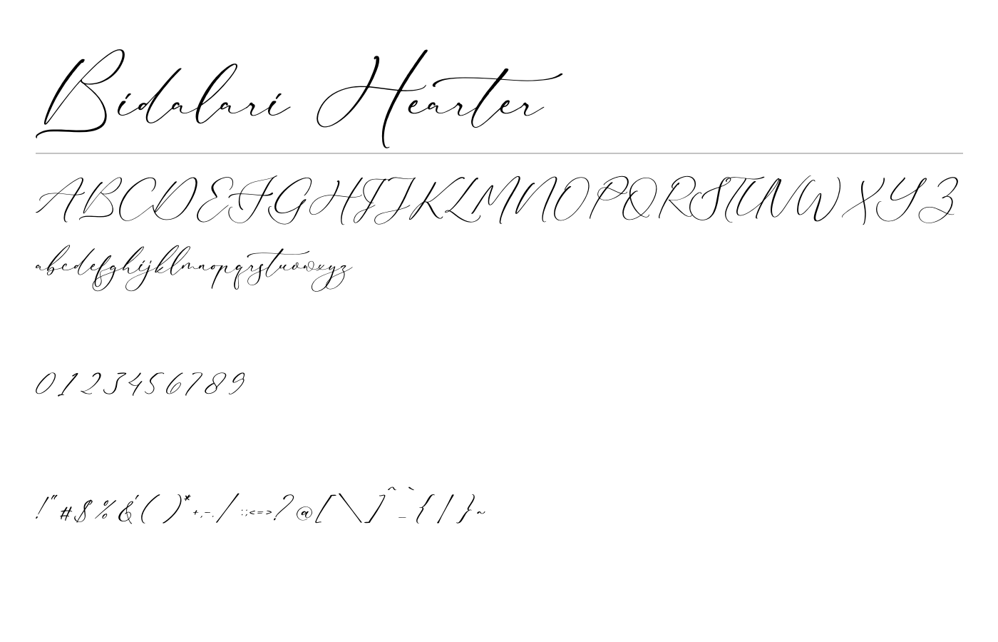 Bidalari Hearter Font preview