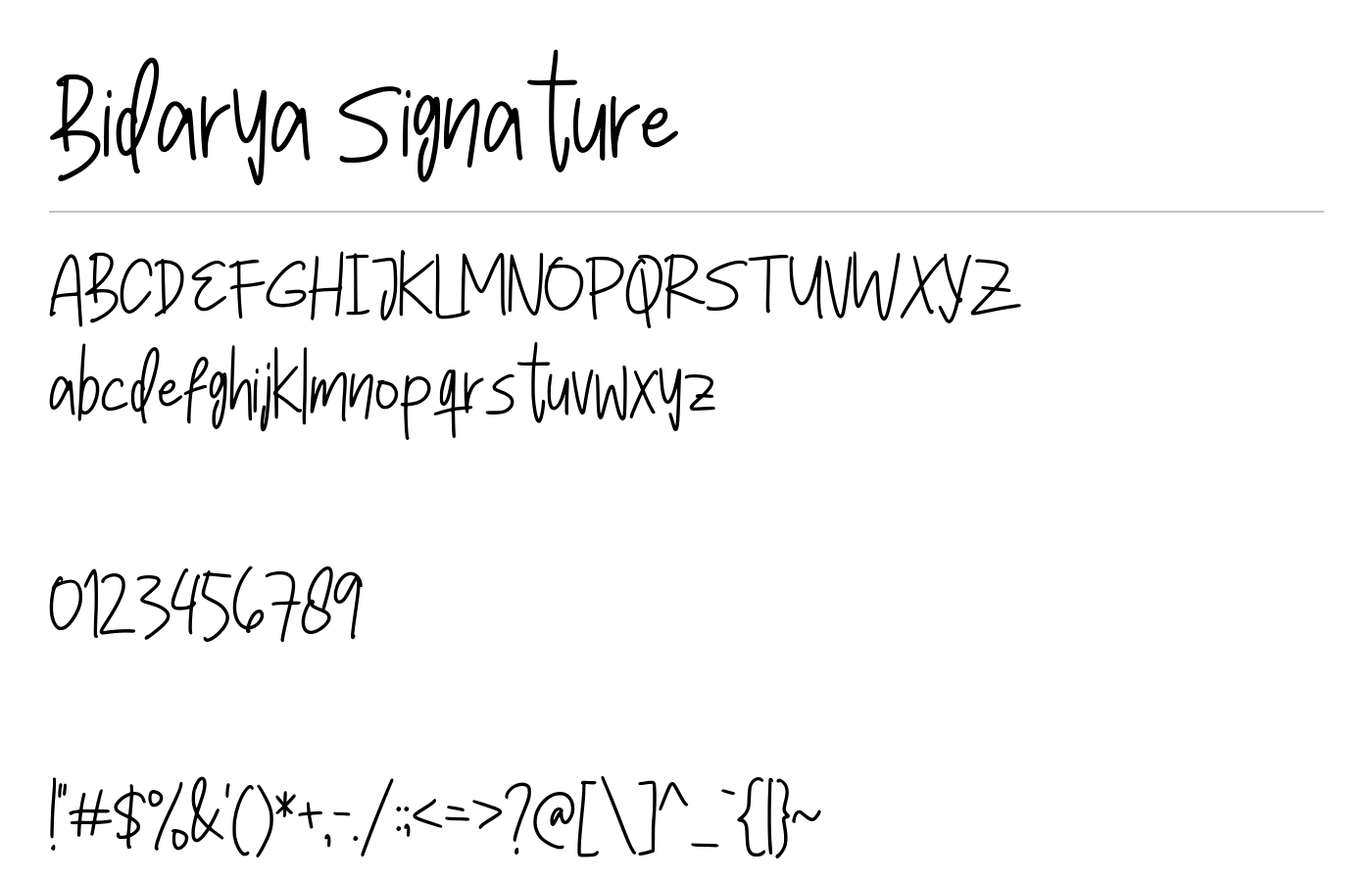 Bidarya Signature Font preview