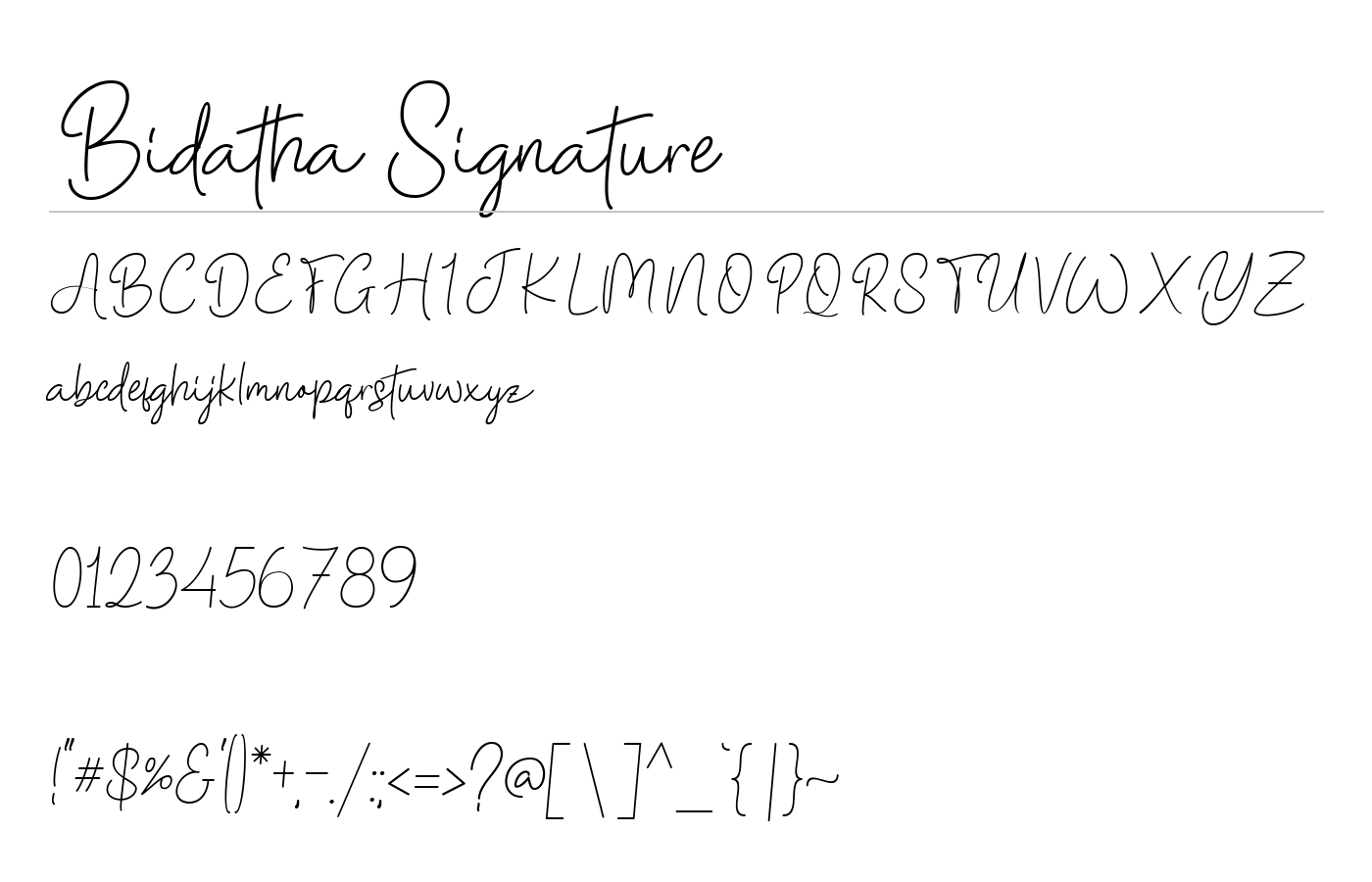 Bidatha Signature Font preview