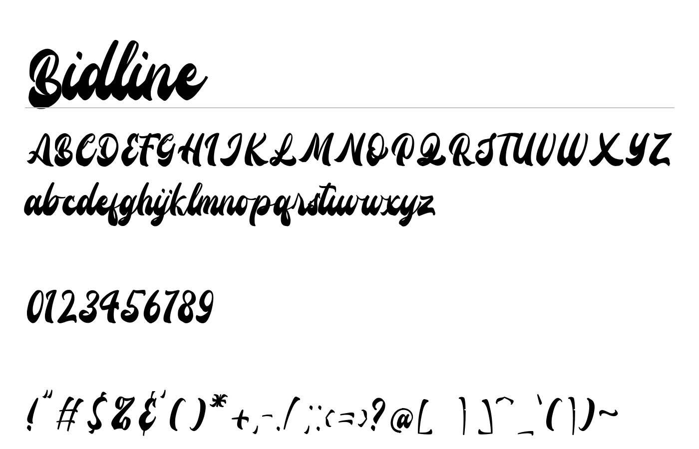 Bidline Font preview