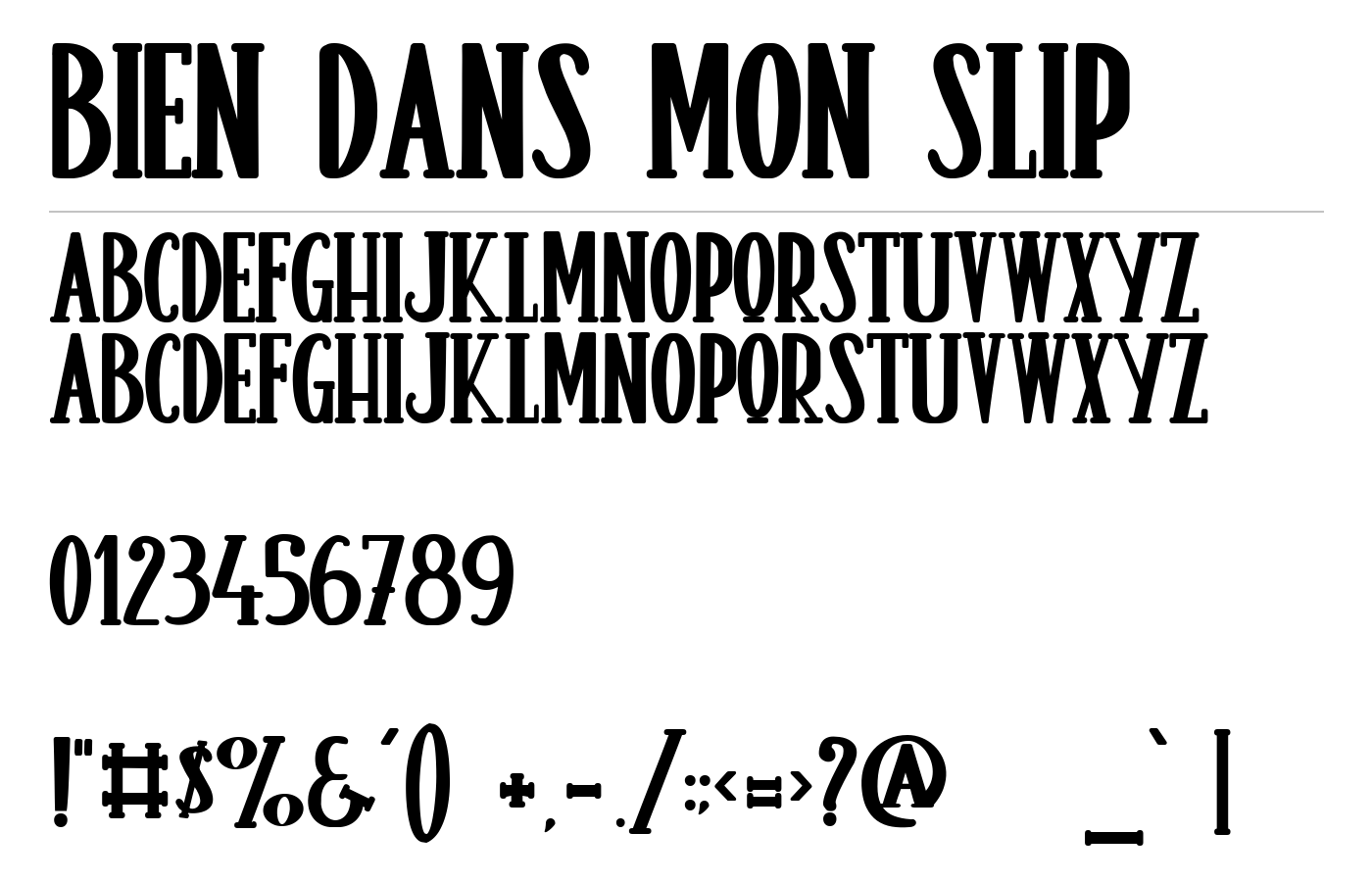 Bien dans mon Slip Font preview