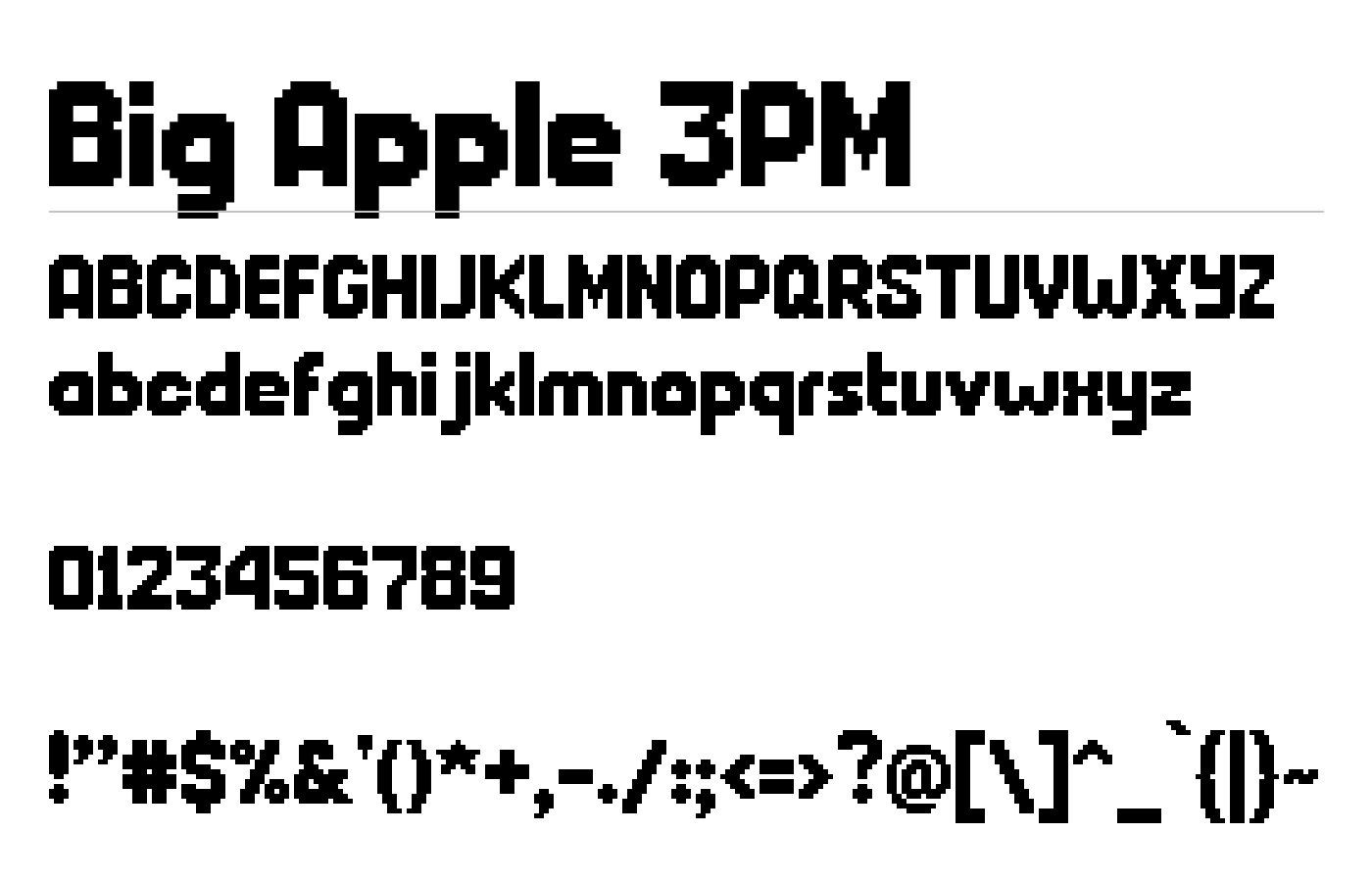 Big Apple 3PM Font preview