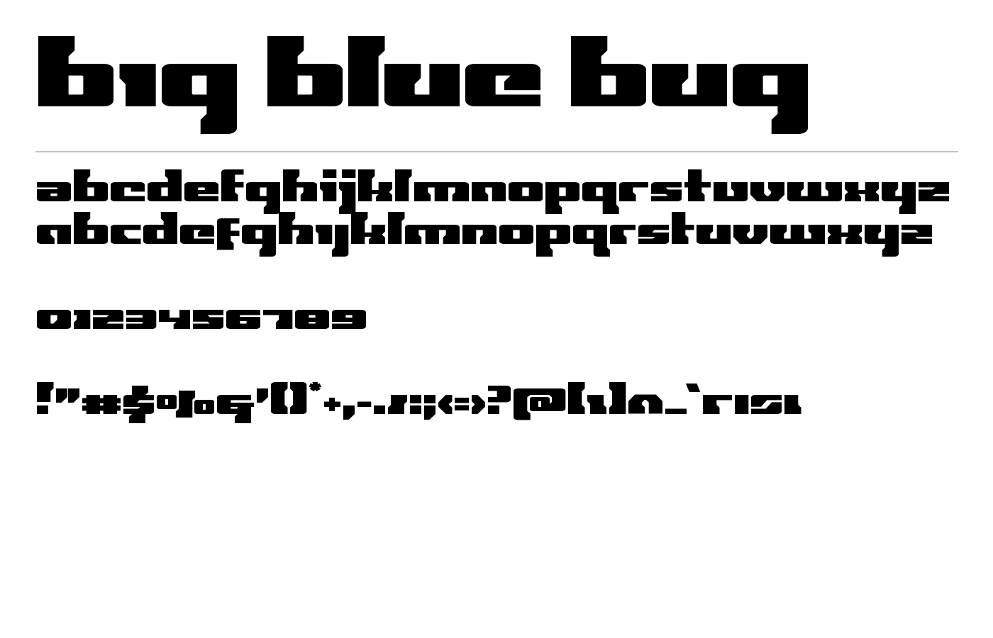 Big Blue Bug Font preview