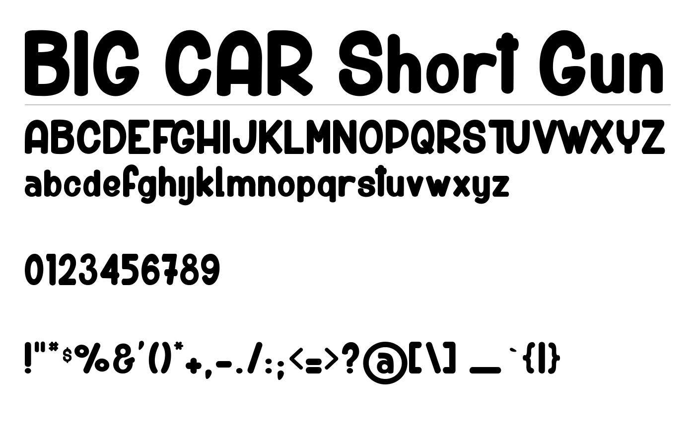 BIG CAR Short Gun Font preview