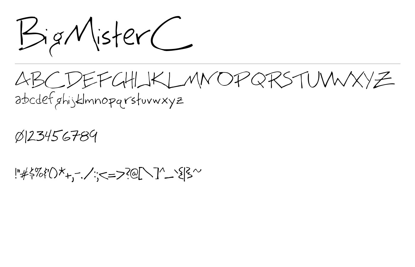 BigMisterC Font preview
