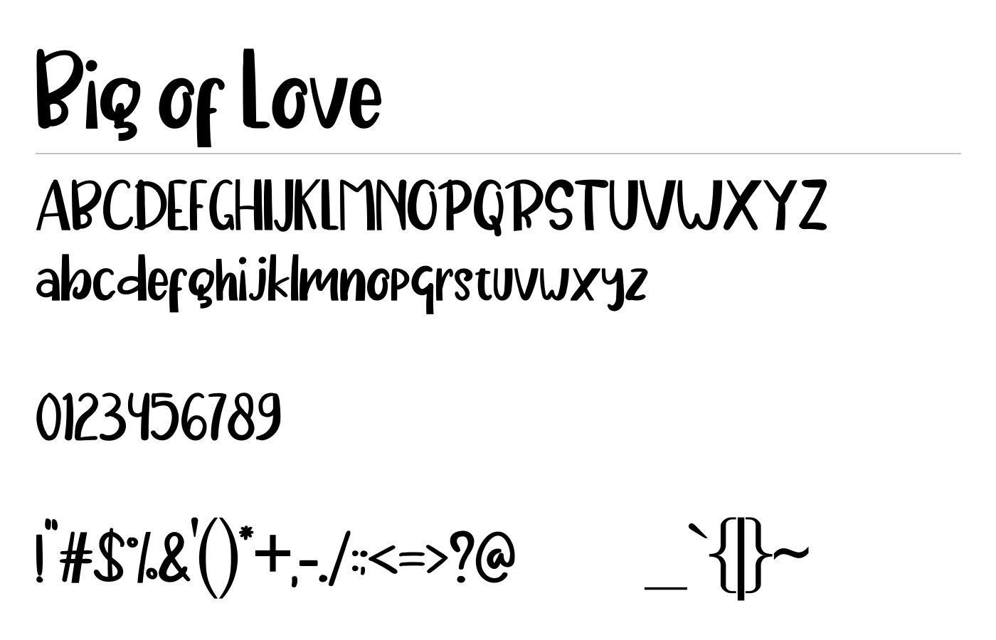 Big of Love Font preview