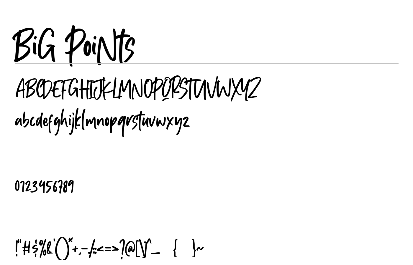 BiG PoiNts Font preview