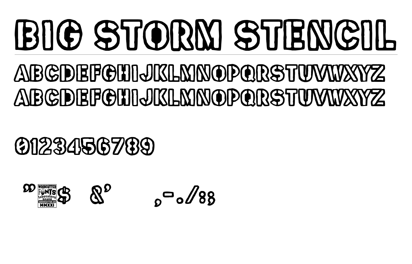 Big Storm Stencil Font preview