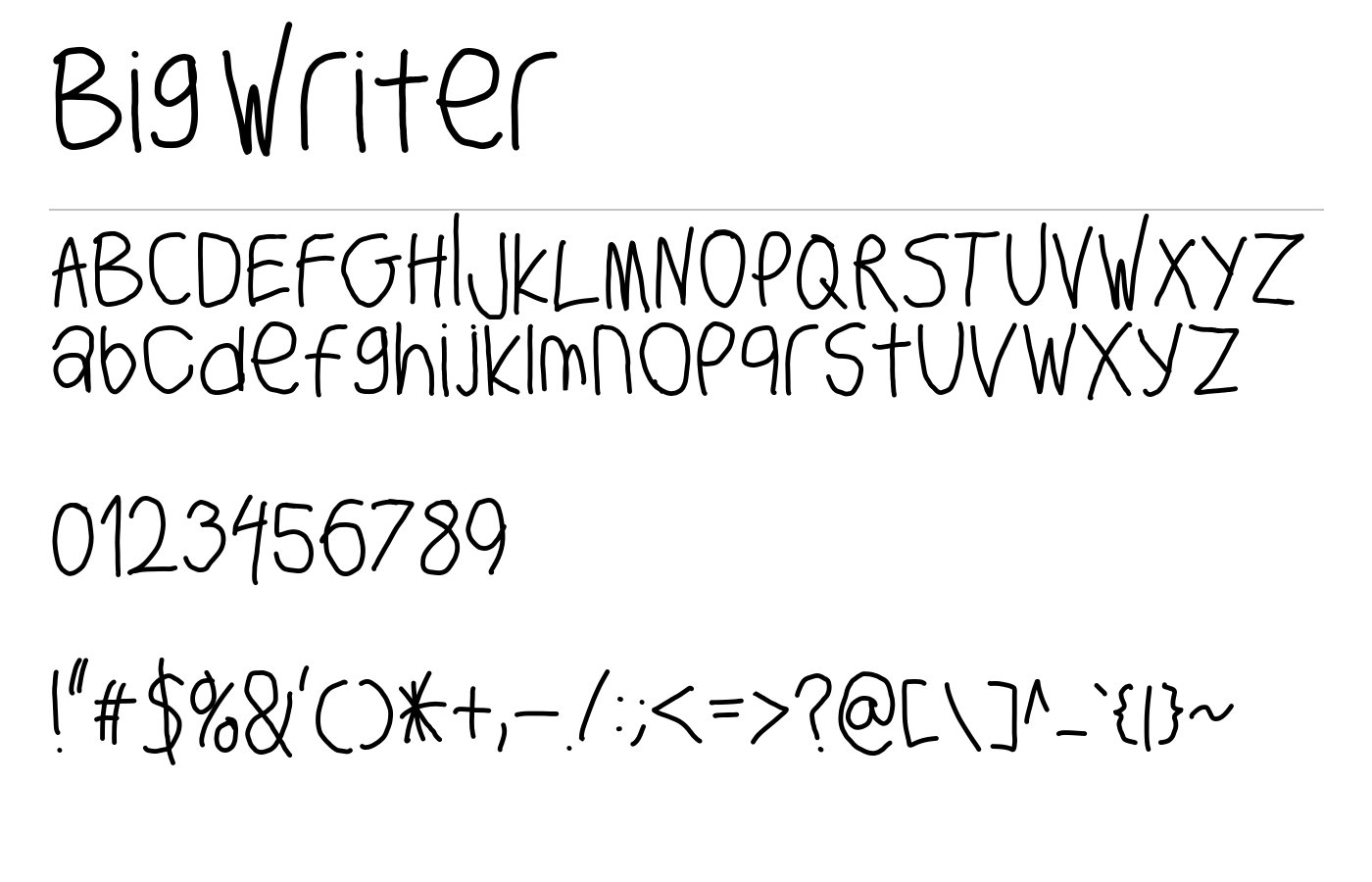 Big Writer Font preview