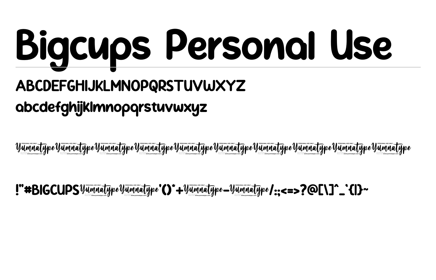 Bigcups Personal Use Font preview