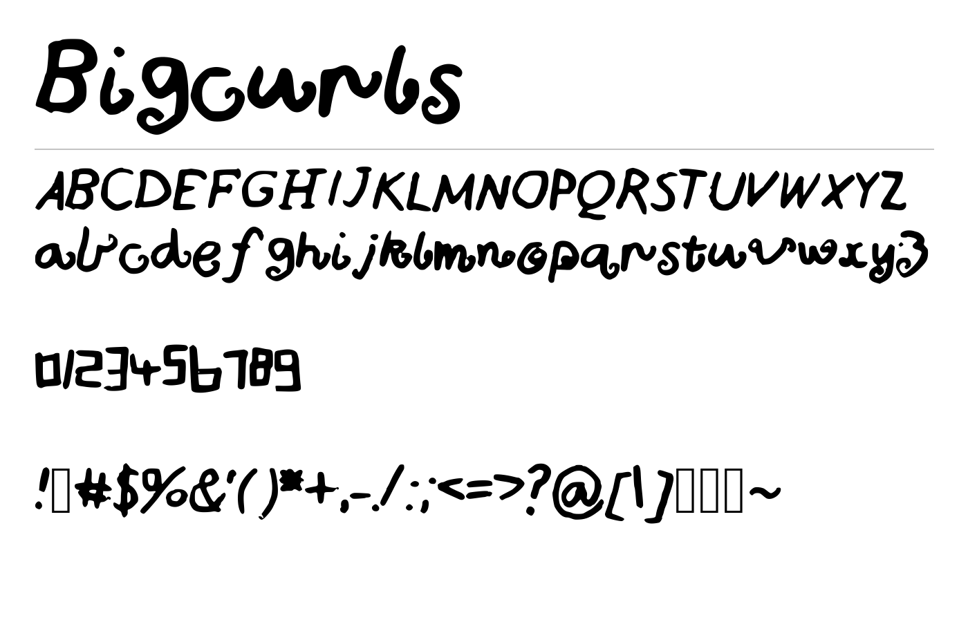 Bigcurls Font preview
