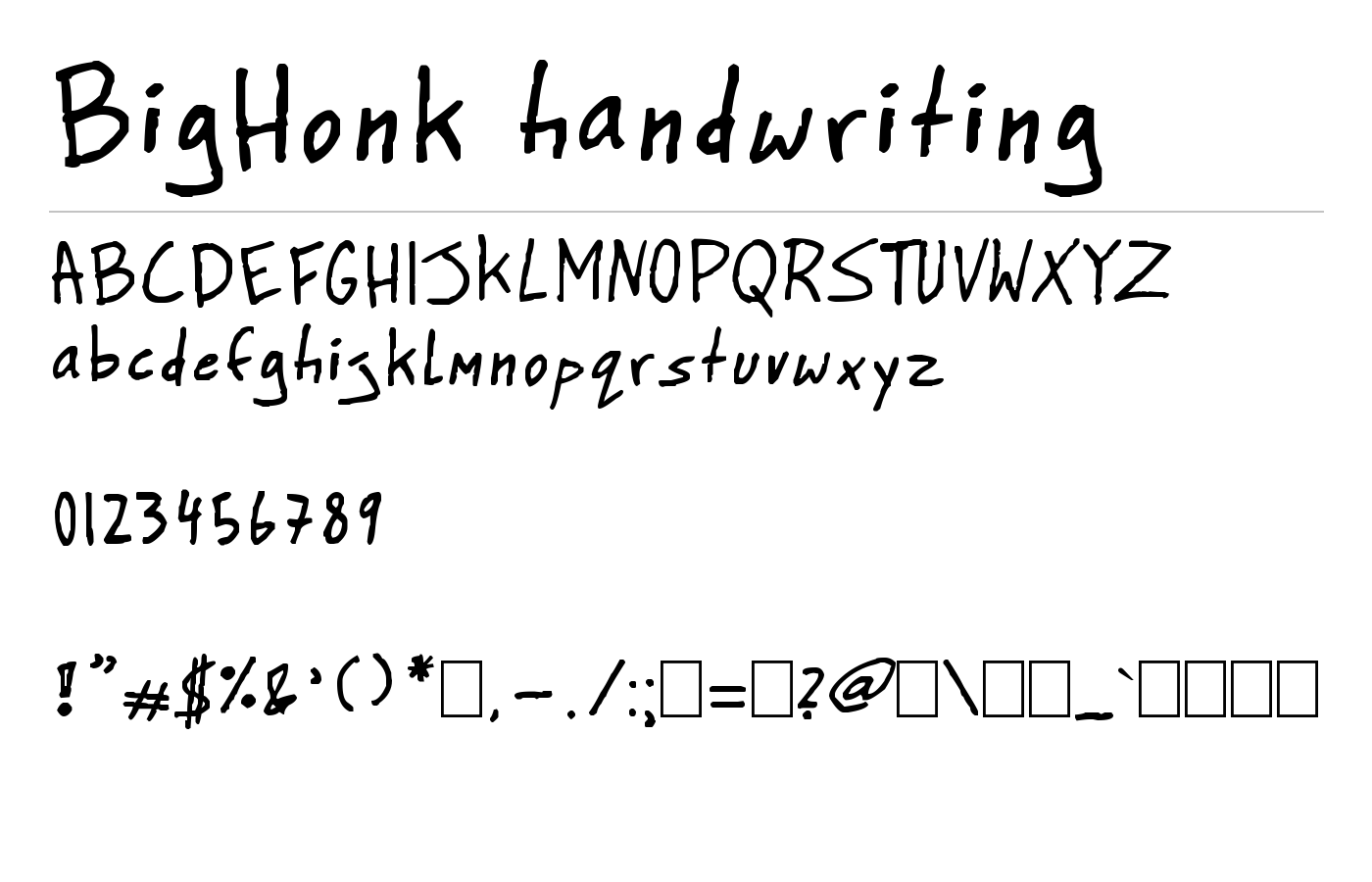 BigHonk handwriting Font preview
