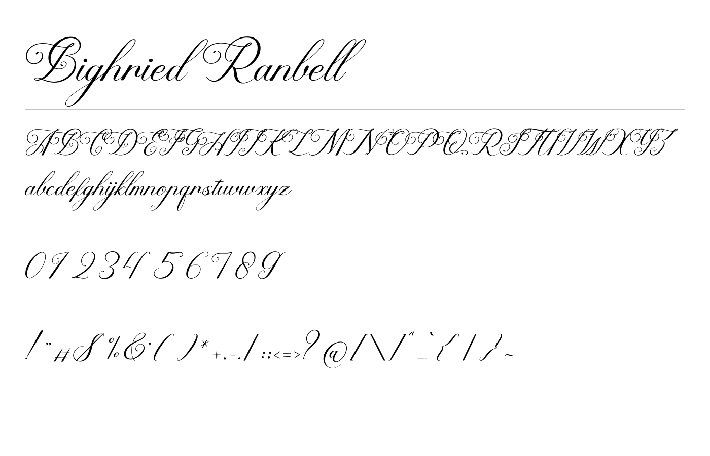 Bighried Ranbell Font preview