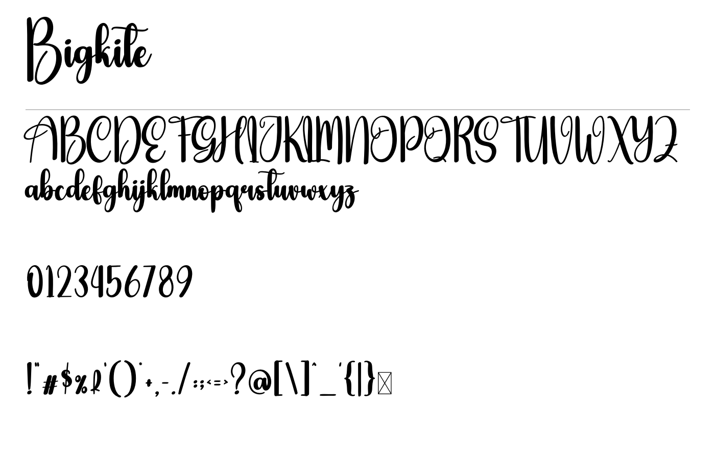 Bigkite Font preview