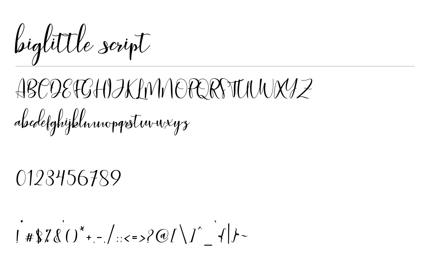 biglittle script Font preview