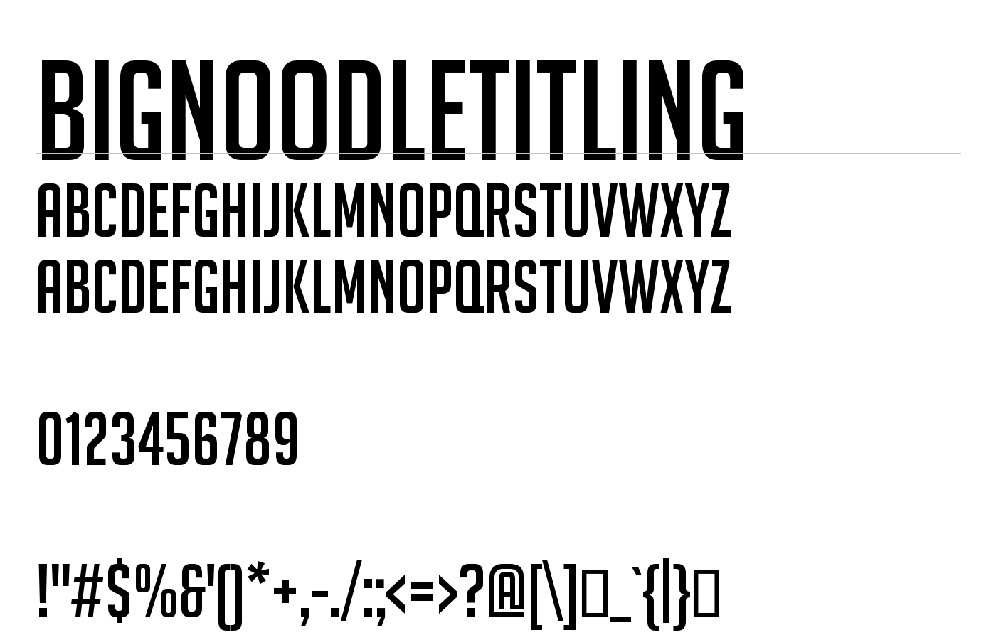 BigNoodleTitling Font preview