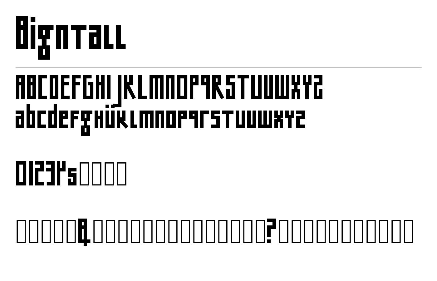 Bigntall Font preview