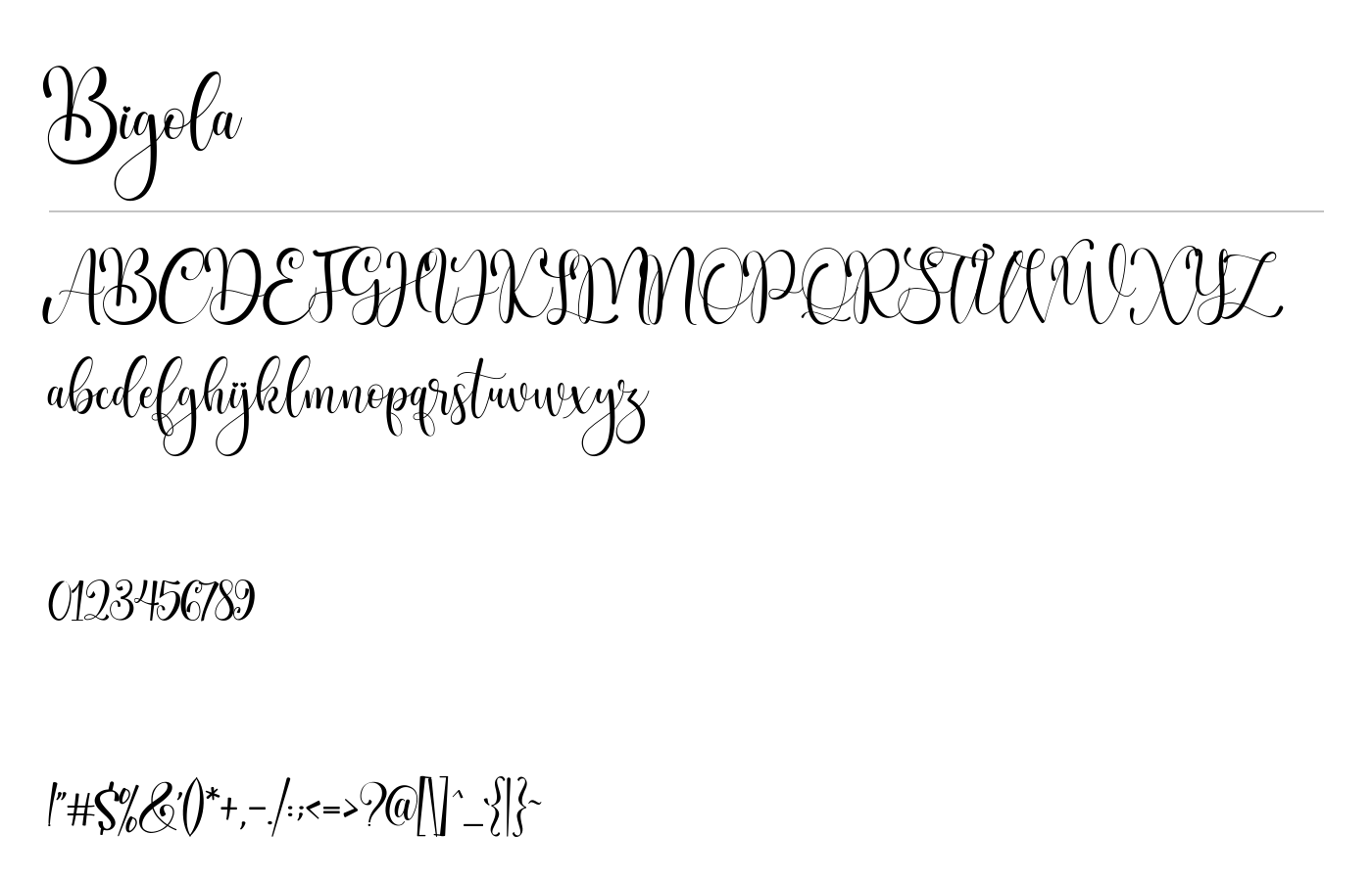 Bigola Font preview
