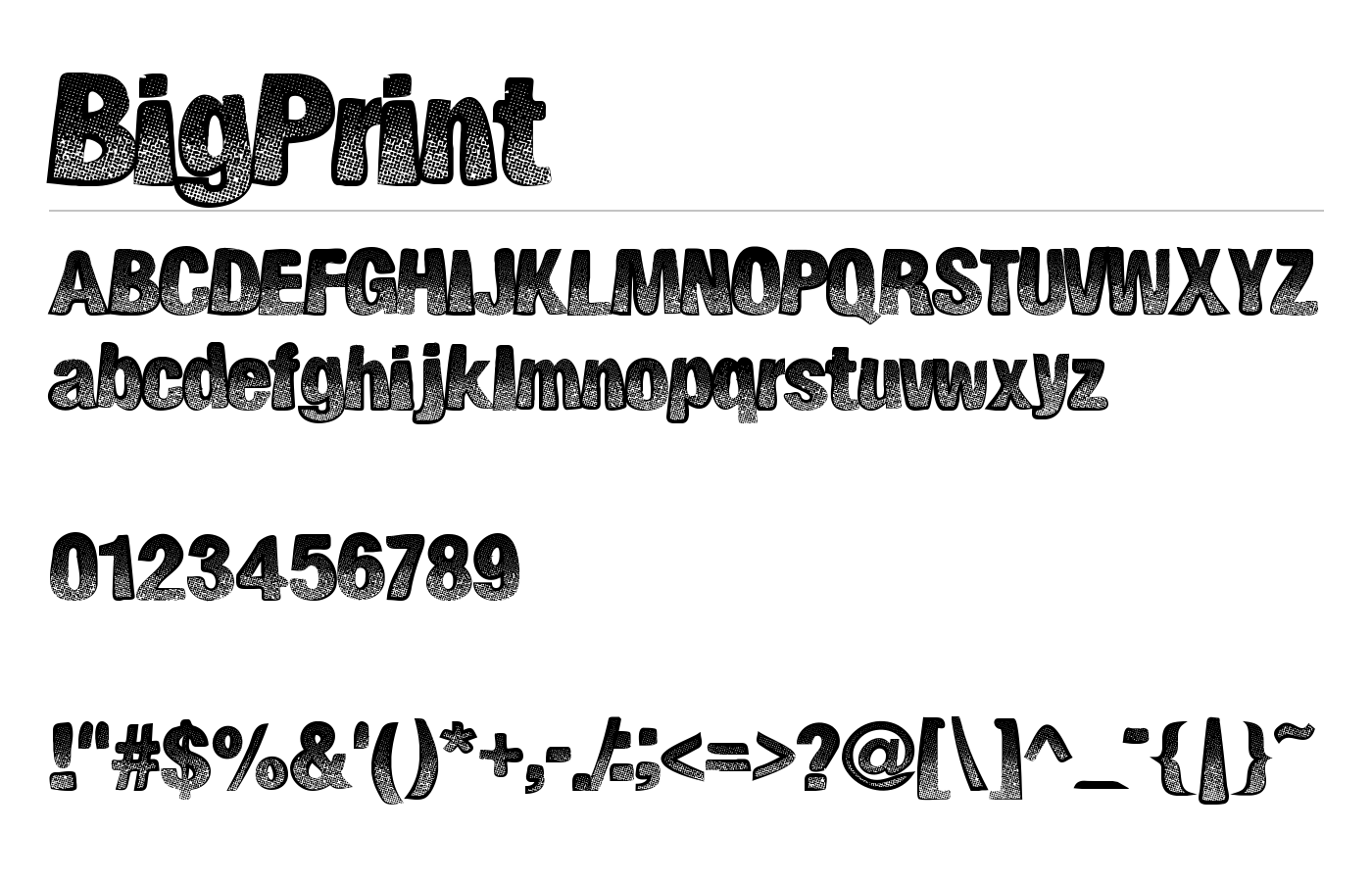 BigPrint Font preview