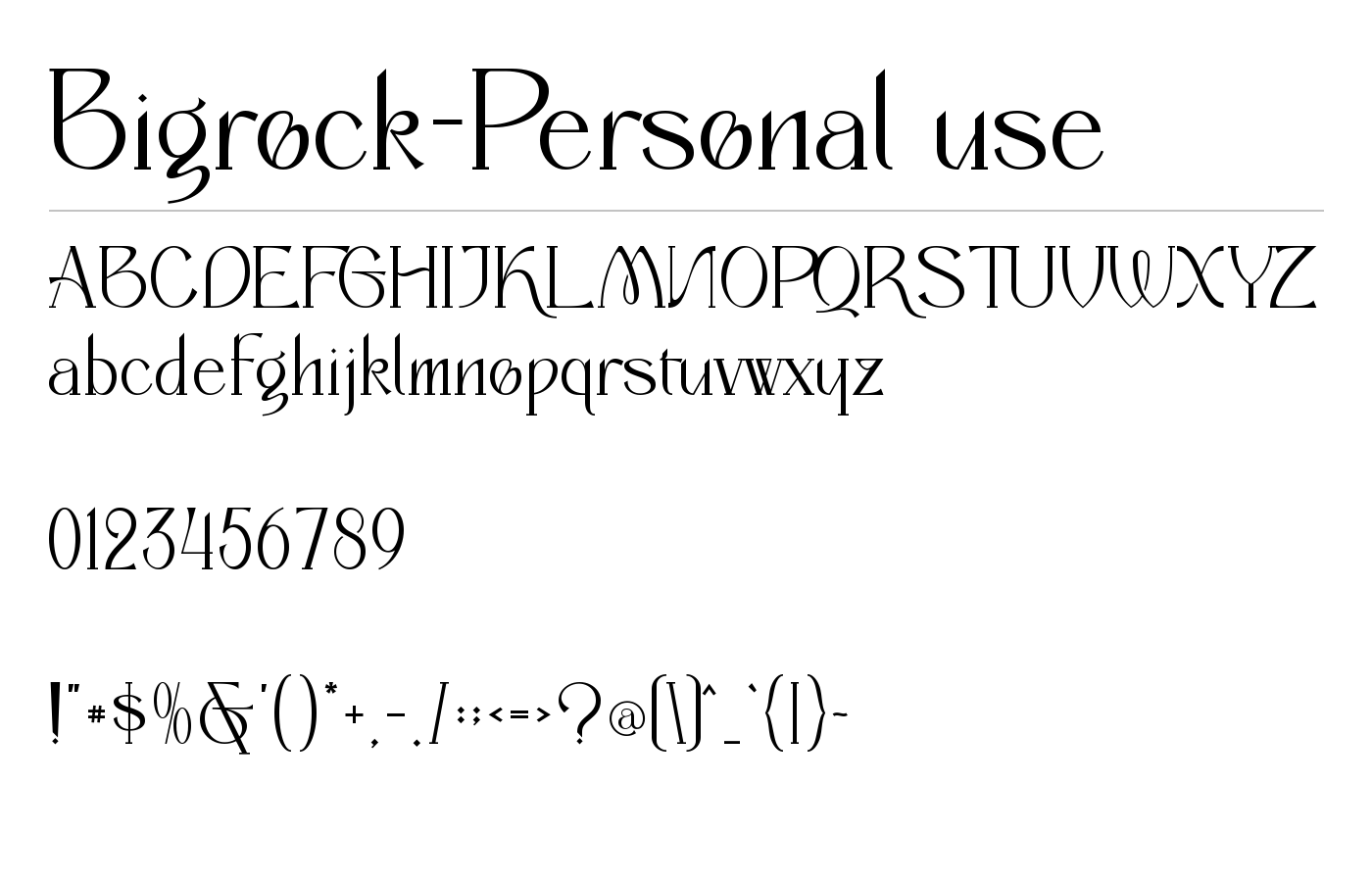 Bigrock-Personal use Font preview