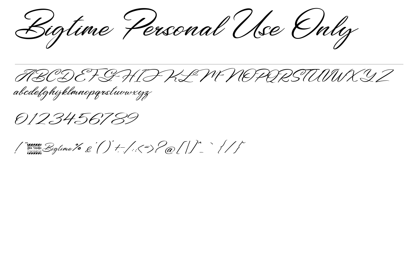 Bigtime Personal Use Only Font preview