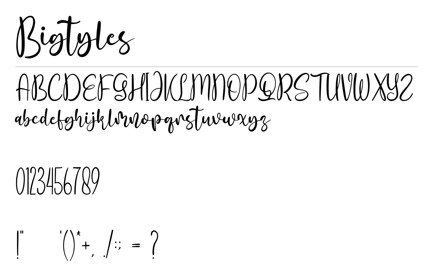 Bigtyles Font preview