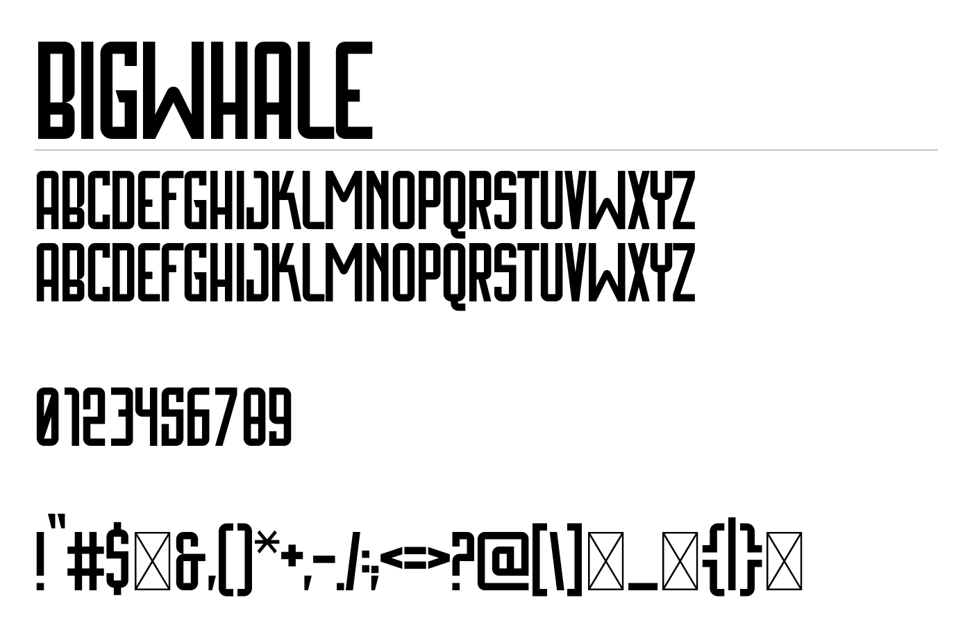 Bigwhale Font preview