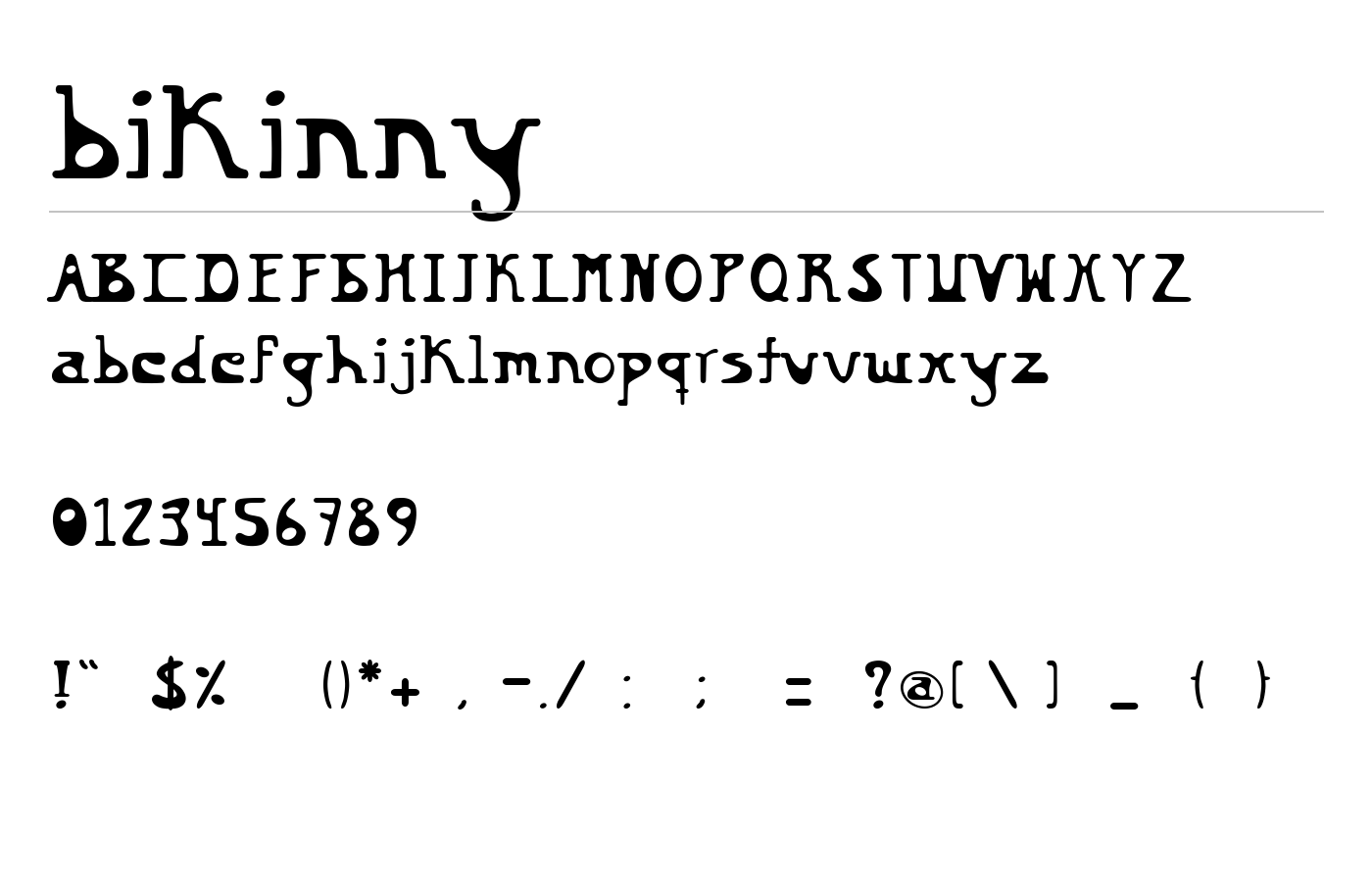 bikinny Font preview