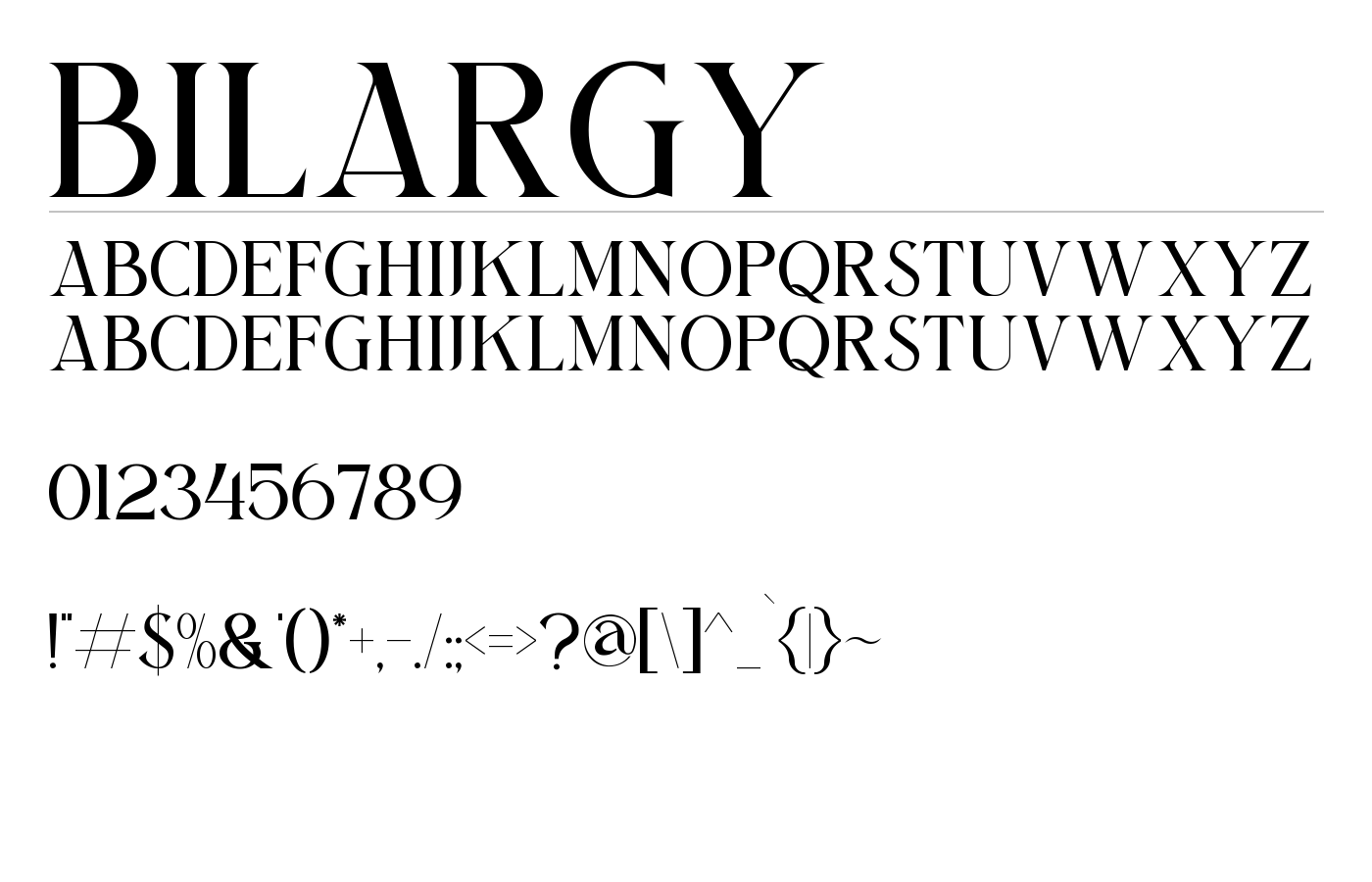 BILARGY Font preview