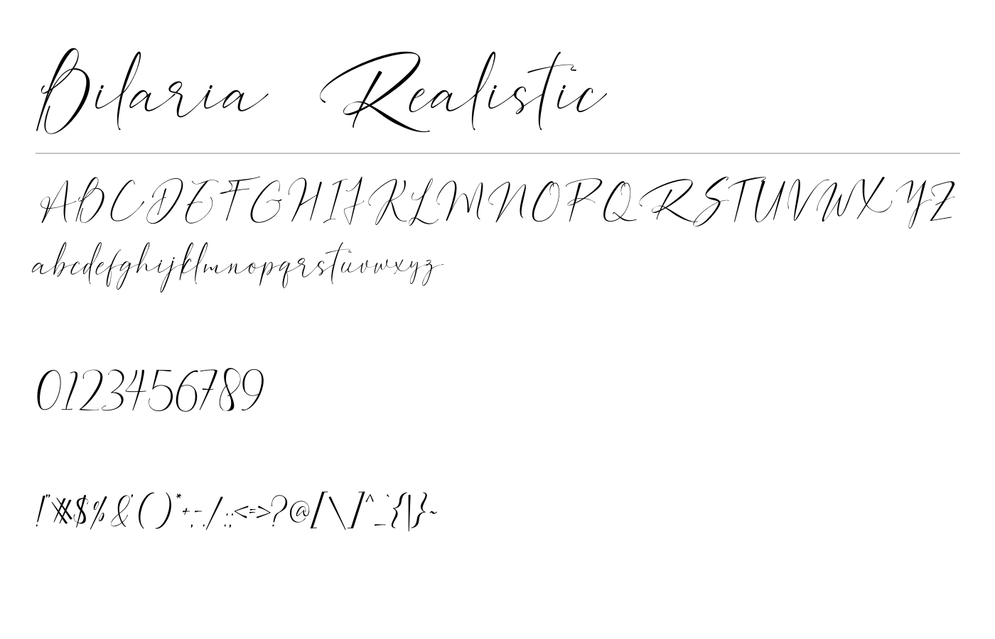 Bilaria Realistic Font preview