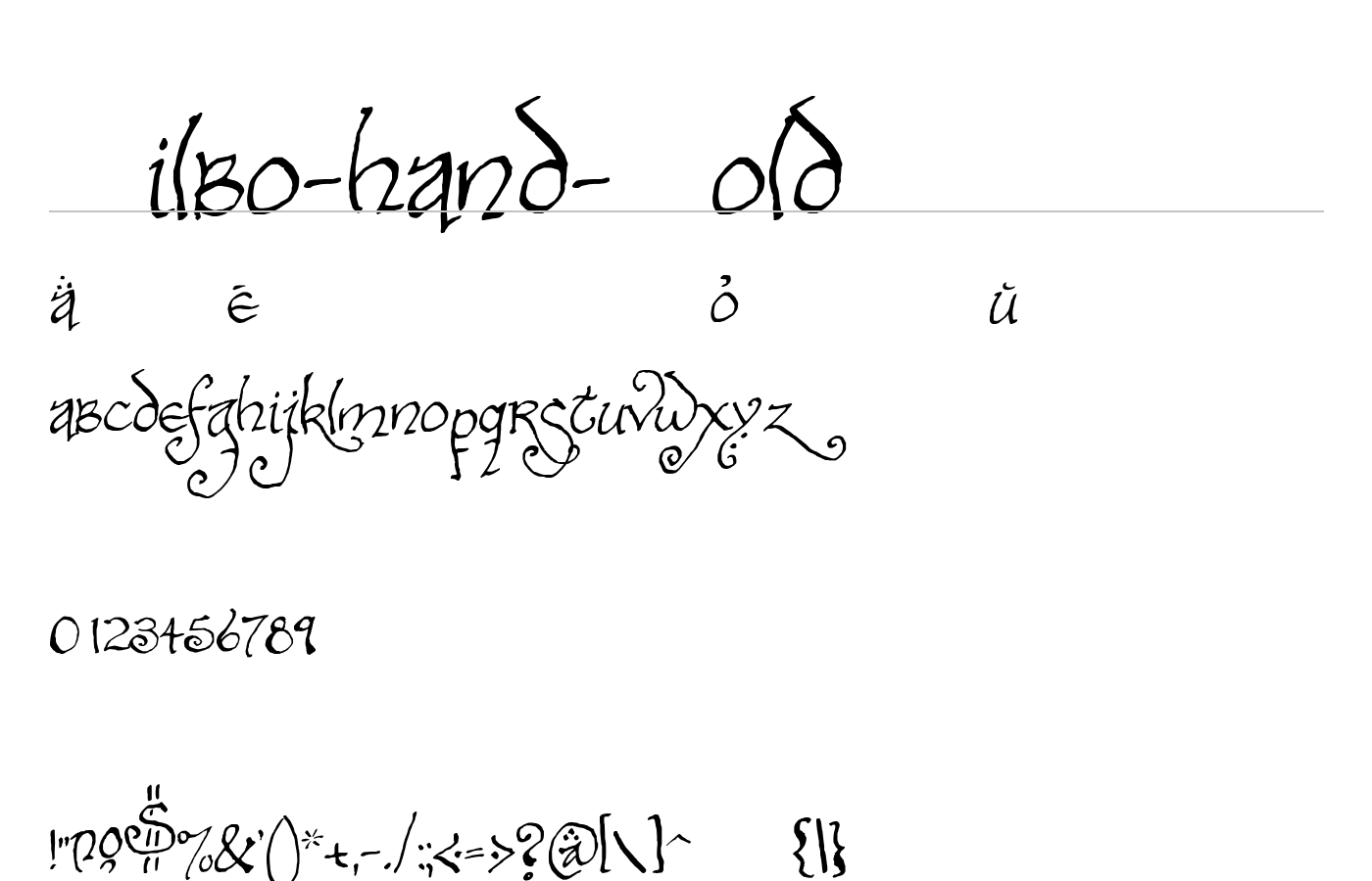 Bilbo-hand Font preview