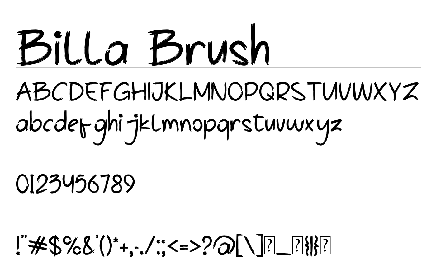Billa Brush Font preview
