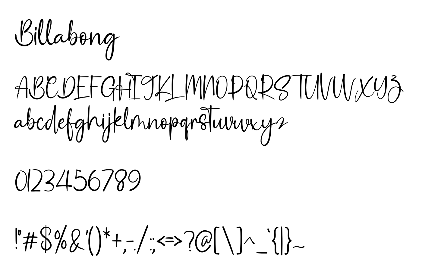Billabong Font preview