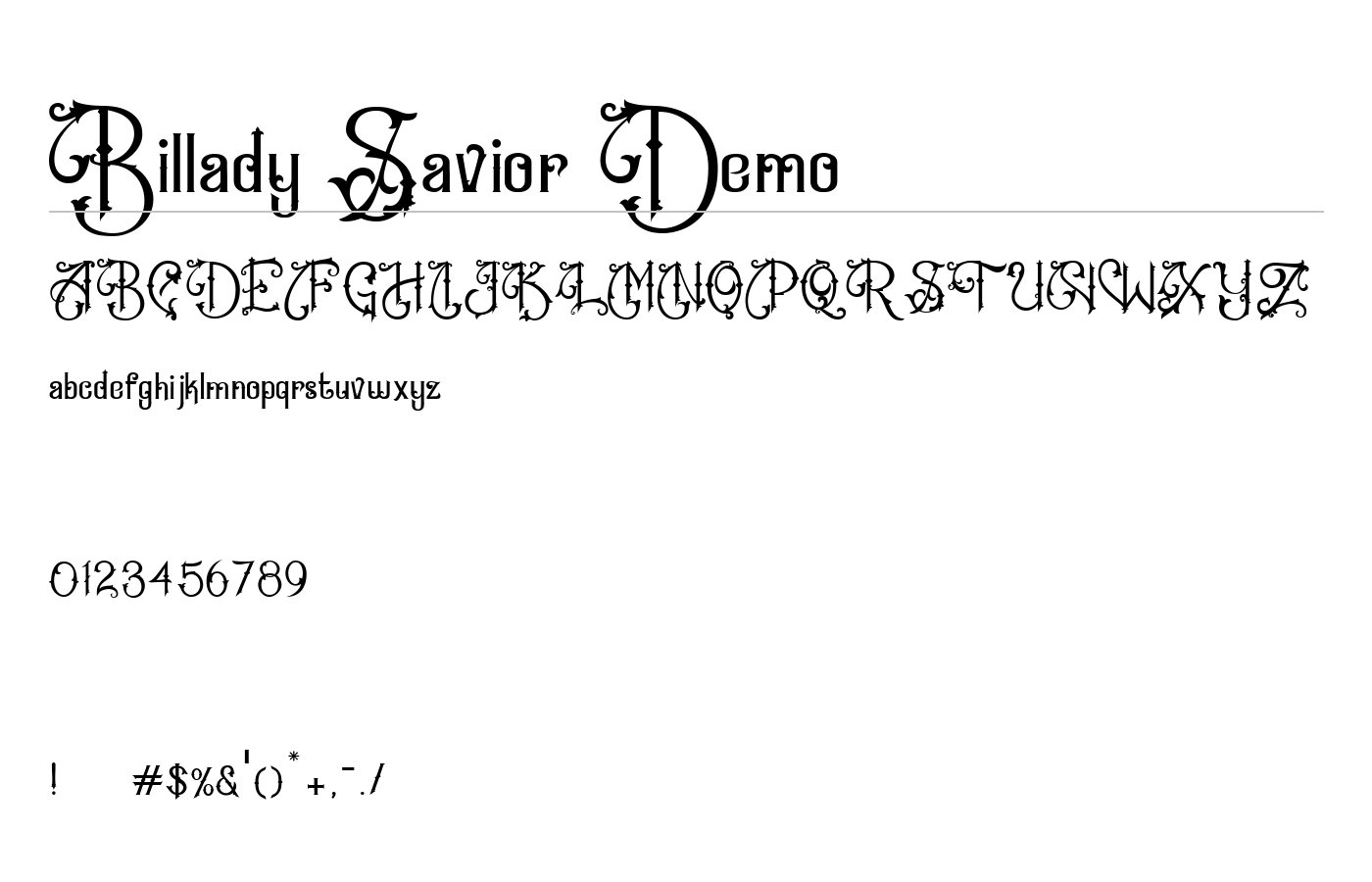 Billady Savior Demo Font preview