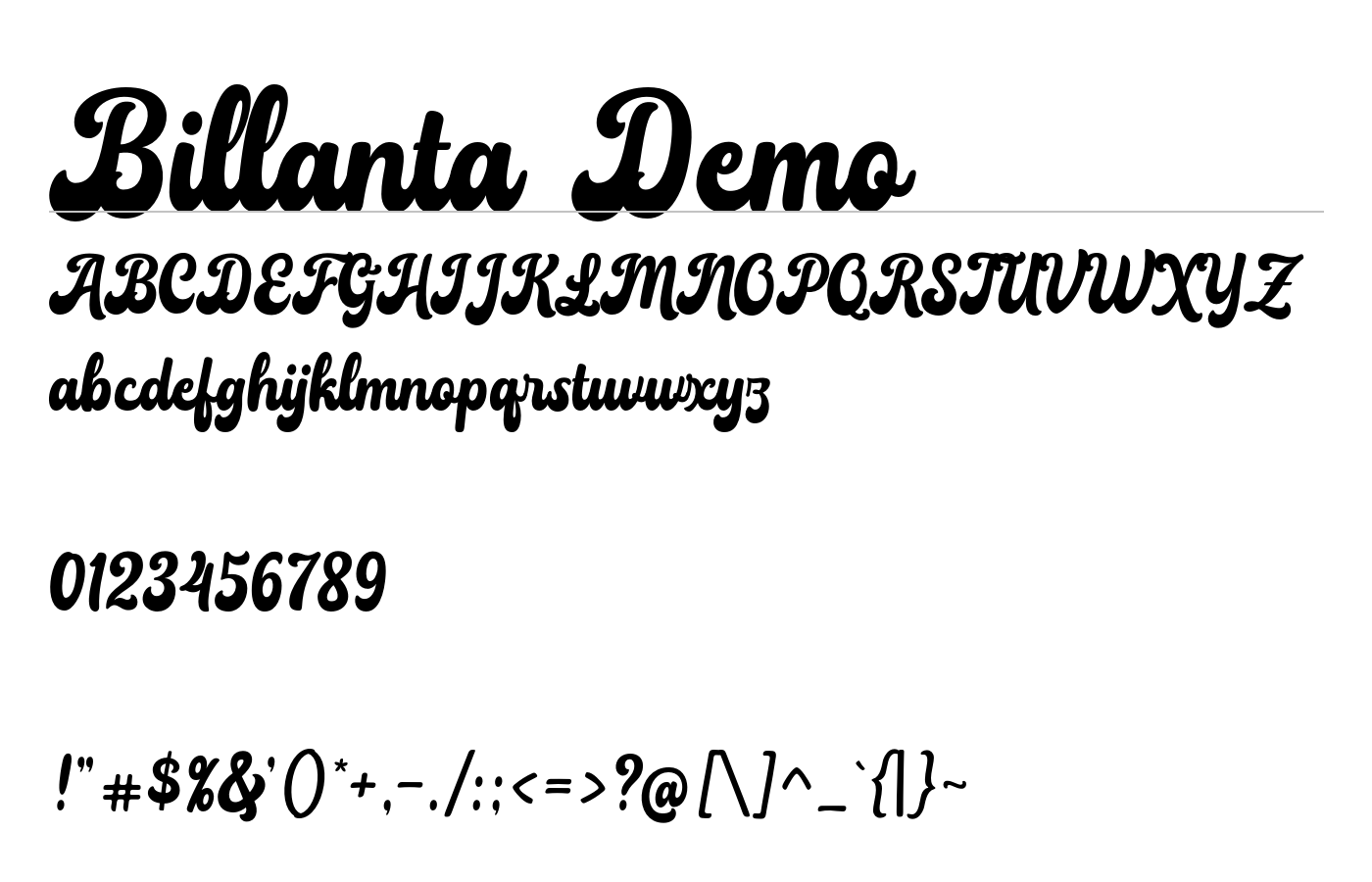 Billanta Demo Font preview