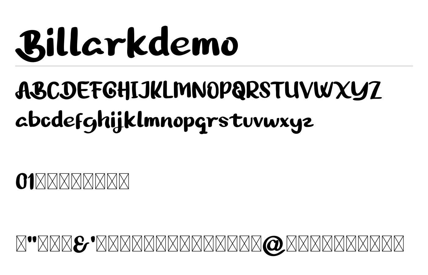 Billarkdemo Font preview