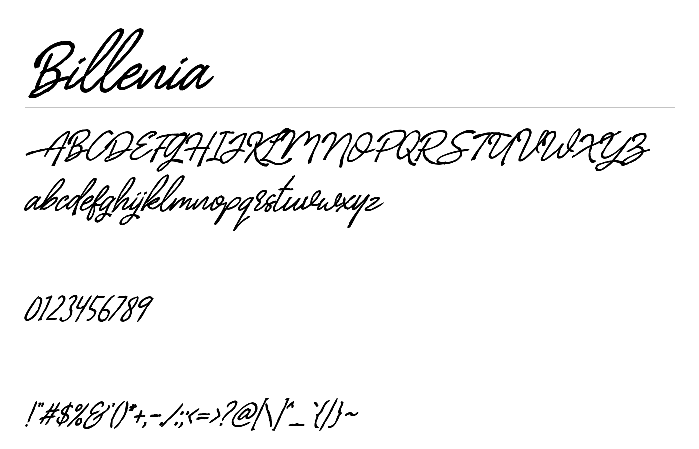Billenia Font preview