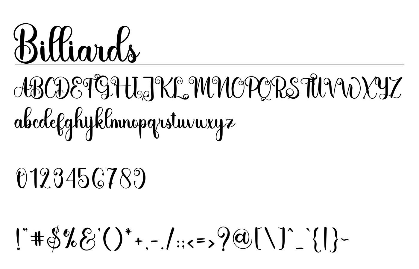 Billiards Font preview