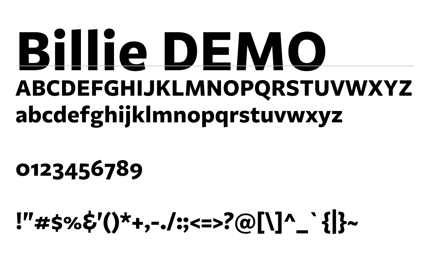 Billie DEMO Font preview